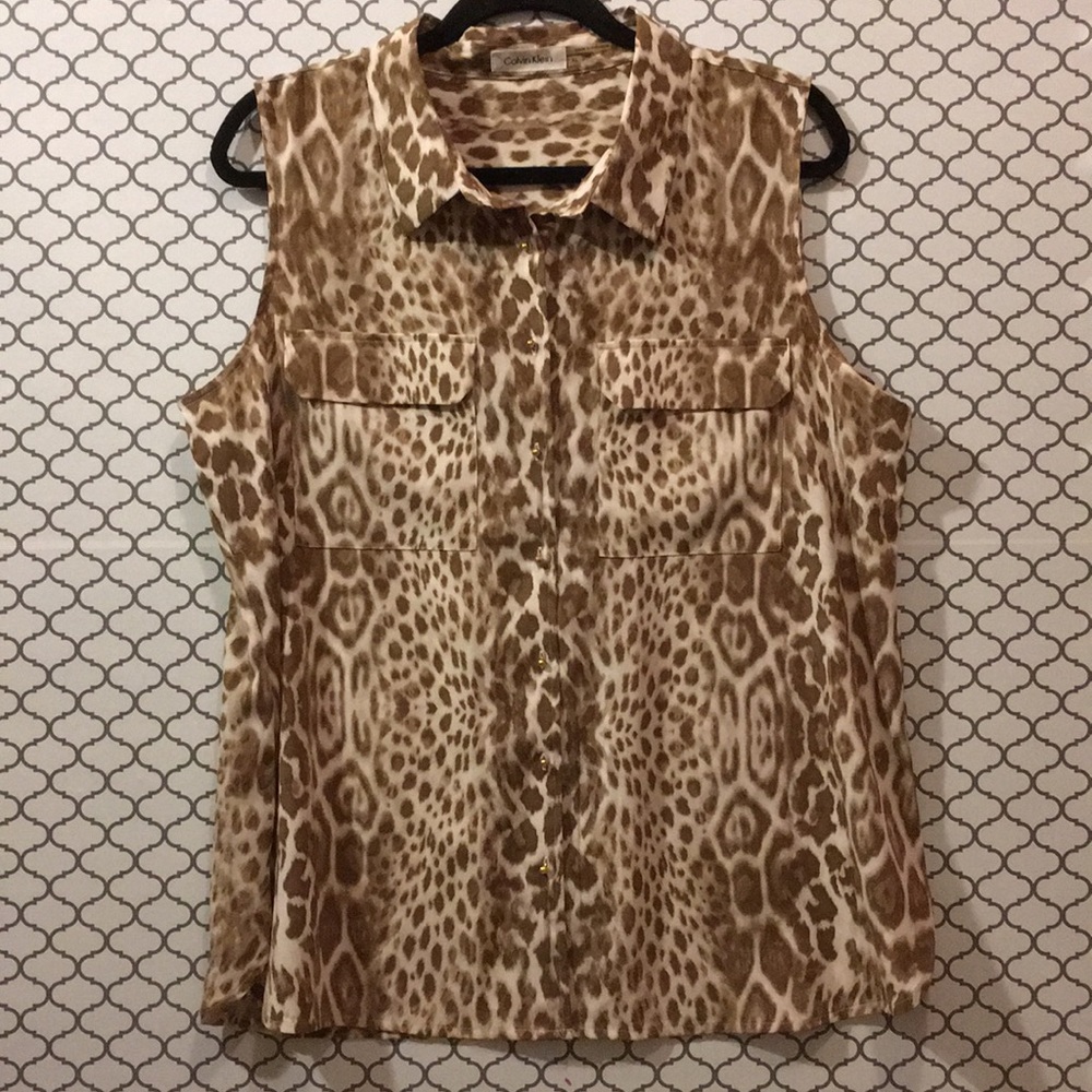 Calvin Klein Leopard Print Blouse